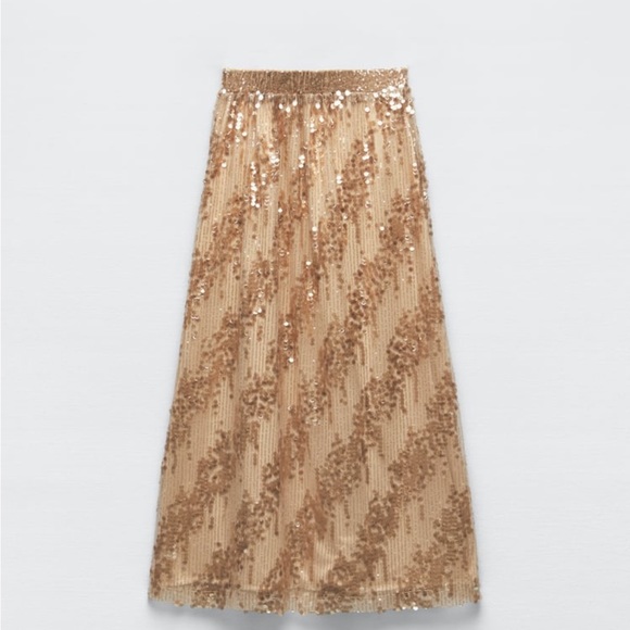 ZARA LONG SEQUIN SKIRT - Picture 3 of 7